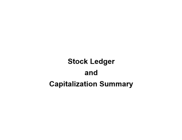 Legal Templates - Stock Ledger and Capitalization Summary
