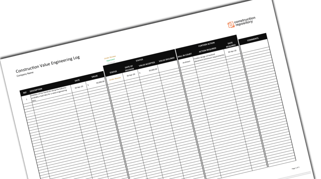 Construction Value Engineering Template International Trade Council